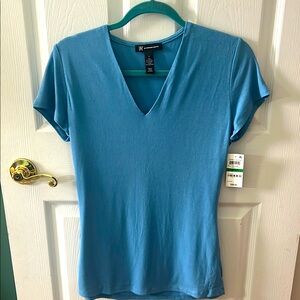 INC International Concepts Fitted Blue Short Sleeve Tee